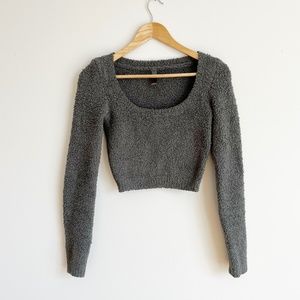 Slims Gray Cozy Knit Scoop Neck Knit Top - Size S/M